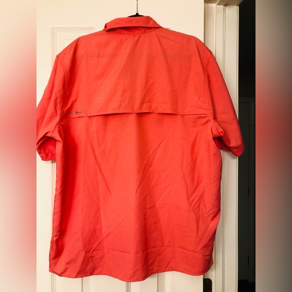 Eddie Bower size XL solid orange tech woven short sleeve lightweight ven… - Picture 2 of 4
